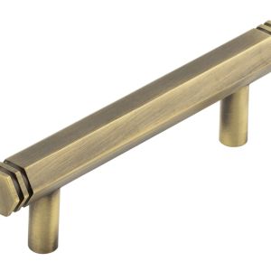 Frelan Hardware Hoxton Nile Hex Cabinet Pull Handle With End Step Detail (96mm), Antique Brass – HOX350AB