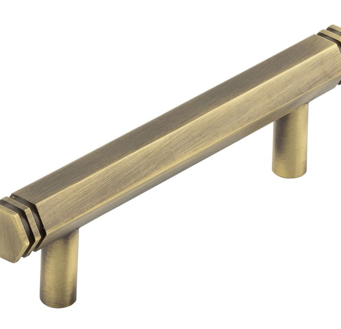 Frelan Hardware Hoxton Nile Hex Cabinet Pull Handle With End Step Detail (96mm), Antique Brass – HOX350AB