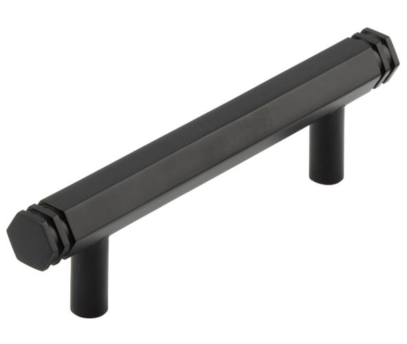 Frelan Hardware Hoxton Nile Hex Cabinet Pull Handle With End Step Detail (96mm), Matt Black – HOX350MB