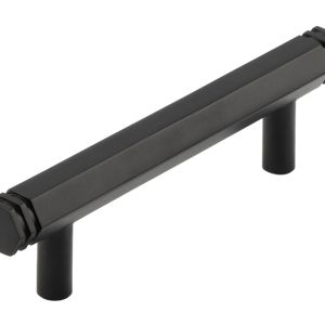 Frelan Hardware Hoxton Nile Hex Cabinet Pull Handle With End Step Detail (96mm), Matt Black – HOX350MB