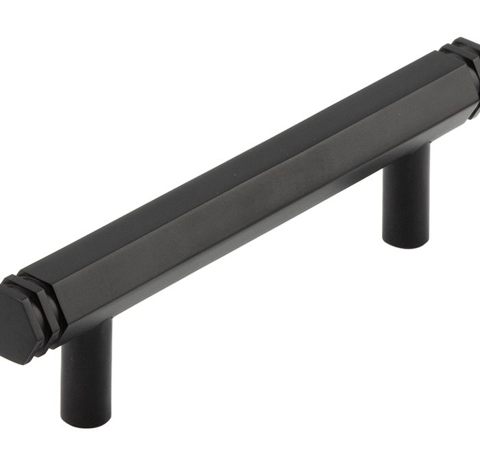 Frelan Hardware Hoxton Nile Hex Cabinet Pull Handle With End Step Detail (96mm), Matt Black – HOX350MB