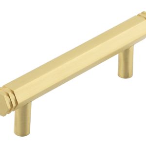 Frelan Hardware Hoxton Nile Hex Cabinet Pull Handle With End Step Detail (96mm), Satin Brass – HOX350SB