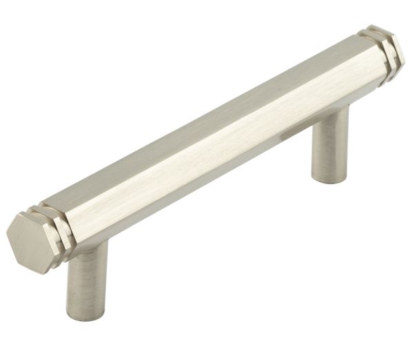Frelan Hardware Hoxton Nile Hex Cabinet Pull Handle With End Step Detail (96mm), Satin Nickel – HOX350SN