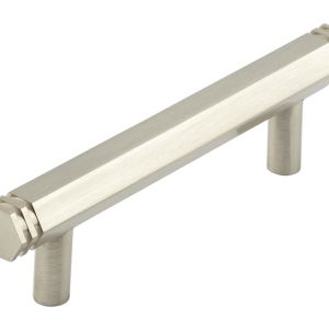 Frelan Hardware Hoxton Nile Hex Cabinet Pull Handle With End Step Detail (96mm), Satin Nickel – HOX350SN