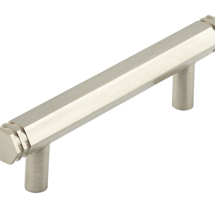 Frelan Hardware Hoxton Nile Hex Cabinet Pull Handle With End Step Detail (96mm), Satin Nickel – HOX350SN