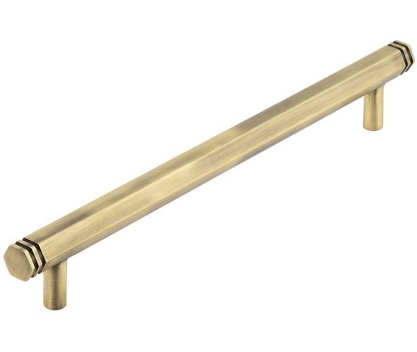 Frelan Hardware Hoxton Nile Hex Cabinet Pull Handle With End Step Detail (224mm c/c), Antique Brass – HOX360AB