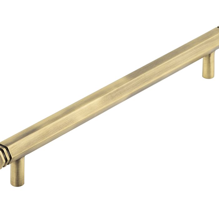 Frelan Hardware Hoxton Nile Hex Cabinet Pull Handle With End Step Detail (224mm c/c), Antique Brass – HOX360AB