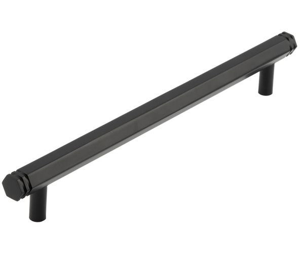 Frelan Hardware Hoxton Nile Hex Cabinet Pull Handle With End Step Detail (224mm c/c), Matt Black – HOX360MB