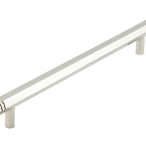 Frelan Hardware Hoxton Nile Hex Cabinet Pull Handle With End Step Detail (224mm c/c), Polished Nickel – HOX360PN