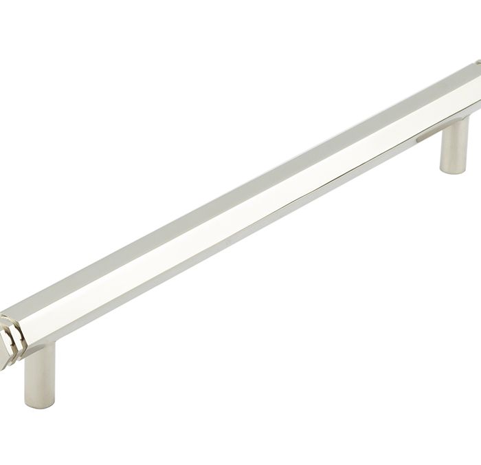 Frelan Hardware Hoxton Nile Hex Cabinet Pull Handle With End Step Detail (224mm c/c), Polished Nickel – HOX360PN