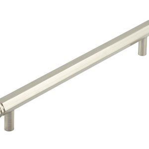 Frelan Hardware Hoxton Nile Hex Cabinet Pull Handle With End Step Detail (224mm c/c), Satin Nickel – HOX360SN