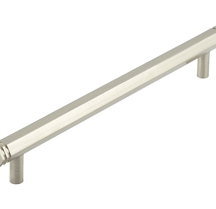 Frelan Hardware Hoxton Nile Hex Cabinet Pull Handle With End Step Detail (224mm c/c), Satin Nickel – HOX360SN