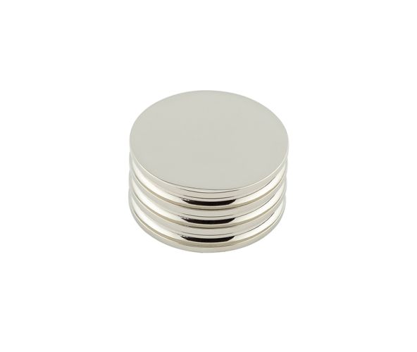 Frelan Hardware Hoxton Sturt Cupboard Door Knob With Grooved Detail  (40mm), Polished Nickel – HOX440PN