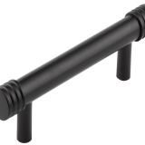Frelan Hardware Hoxton Sturt Cabinet Pull Handle With Grooved Detail (96mm), Matt Black - HOX450MB