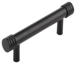 Frelan Hardware Hoxton Sturt Cabinet Pull Handle With Grooved Detail (96mm), Matt Black - HOX450MB
