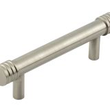 Frelan Hardware Hoxton Sturt Cabinet Pull Handle With Grooved Detail (96mm), Satin Nickel - HOX450SN