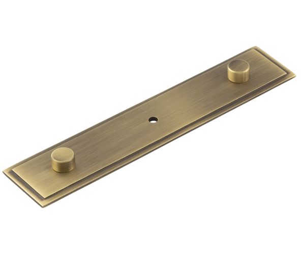 Frelan Hardware Hoxton Rushton Stepped Backplate For Cupboard Door Knobs (96mm c/c), Antique Brass – HOX6090AB