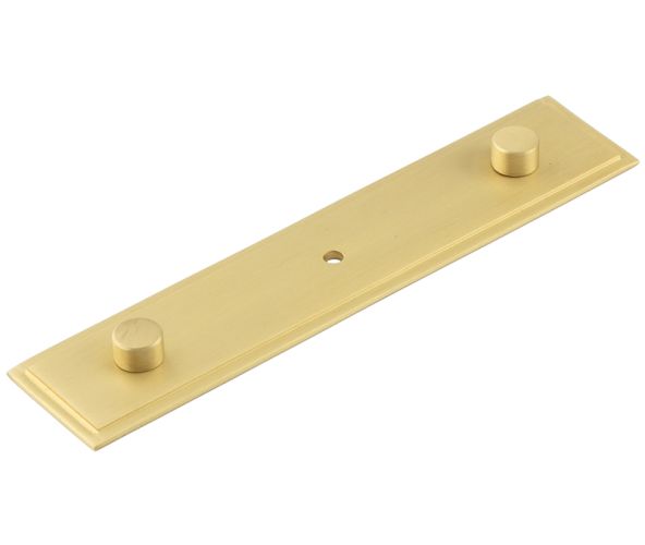 Frelan Hardware Hoxton Rushton Stepped Backplate For Cupboard Door Knobs (96mm c/c), Satin Brass – HOX6090SB