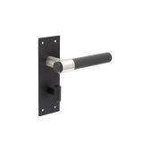 Frelan Hardware Knurled T-Bar Lever Door Handles On Backplate, Matt Black & Stainless Steel - JMB102 (sold in pairs)