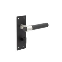 Frelan Hardware Knurled T-Bar Lever Door Handles On Backplate, Matt Black & Stainless Steel – JMB102 (sold in pairs)