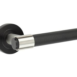 Frelan Hardware T-Bar Knurled Door Handles On Round Rose, Matt Black – JMB105 (sold in pairs)
