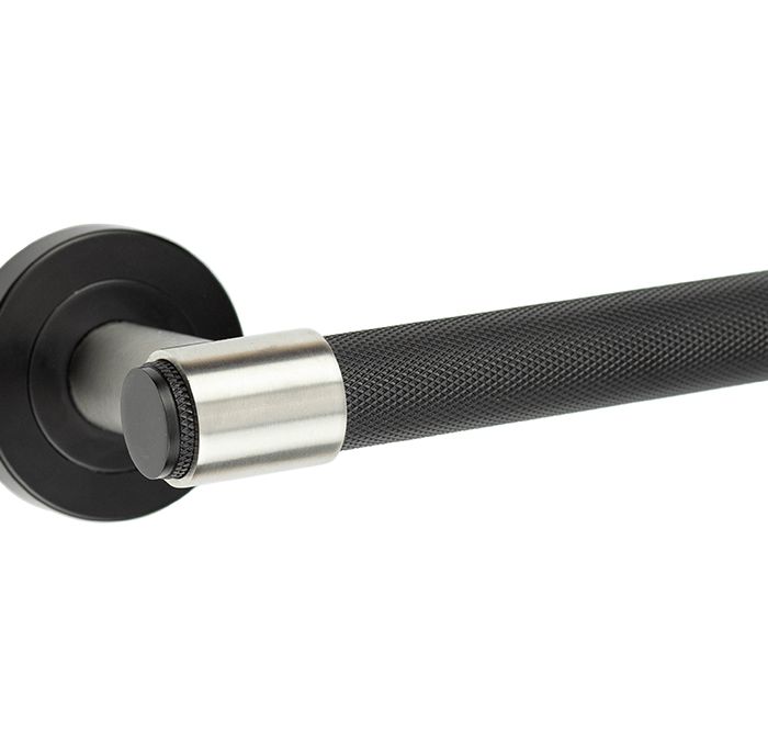 Frelan Hardware T-Bar Knurled Door Handles On Round Rose, Matt Black – JMB105 (sold in pairs)
