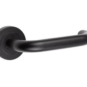 Frelan Hardware Orbit Door Handles On Round Rose, Matt Black – JMB13 (sold in pairs)