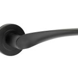 Frelan Hardware Vectra Door Handles On Round Rose, Matt Black - JMB501 (sold in pairs)