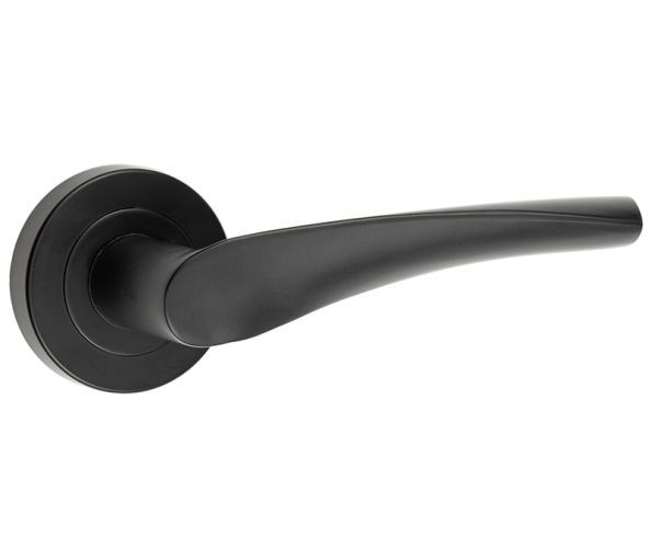 Frelan Hardware Vectra Door Handles On Round Rose, Matt Black – JMB501 (sold in pairs)
