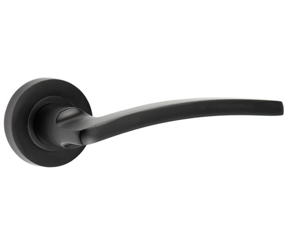 Frelan Hardware Noir Door Handles On Round Rose, Matt Black – JMB700 (sold in pairs)