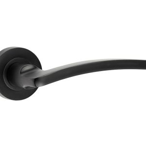 Frelan Hardware Noir Door Handles On Round Rose, Matt Black – JMB700 (sold in pairs)