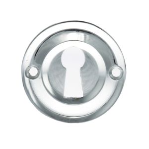 Atlantic Old English Solid Brass Standard Profile Round Escutcheon, Polished Chrome – OERKEPC (sold in pairs)