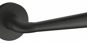 Atlantic Tupai Rapido Curvaline Adra Designer Door Handles On Round Rose, Matt Black – T293RMB (sold in pairs)