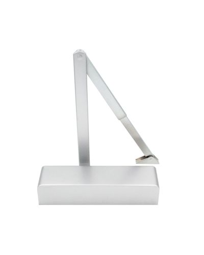 Size 2-4 Adjustable Overhead Door Closer c/w Semi Radius Cover & Matching Armset – Silver Painted Finish