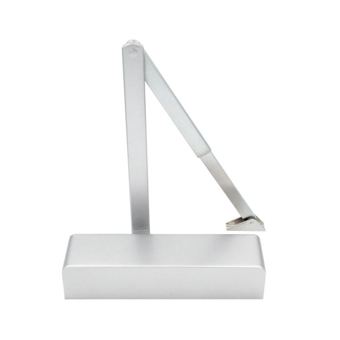 Size 2-4 Adjustable Overhead Door Closer c/w Semi Radius Cover & Matching Armset – Satin Stainless Steel