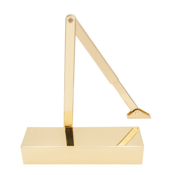 Size 2-5 Door Closer c/w Back Check & Delayed Action – PVD Gold Flat Arm (P.A Bracket Inc) PVD Gold Cover