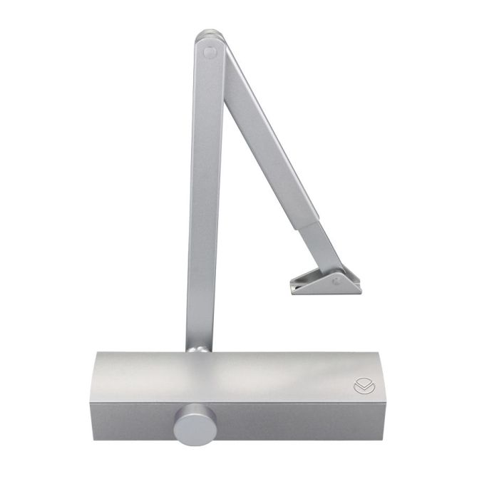 Size 2-5 Door Closer c/w Back Check & Delayed Action – Silver Flat Arm and Body (P.A Bracket Inc) Silver Cover