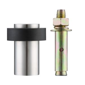 Door Stop Anchored Heavy Duty – Round Collared Flat Top –