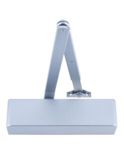 Size 2-4 Door Closer c/w Back Check & Delayed Action - Silver Flat Arm and Body (P.A Bracket Inc) Silver Semi Radiused Cover