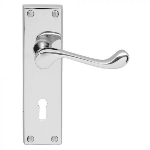 Carlisle Brass CBS54CP Victorian Scroll Lever On Backplate – Lock 57mm C/C (Contract Range) 155mm x 40mm Polished Chrome