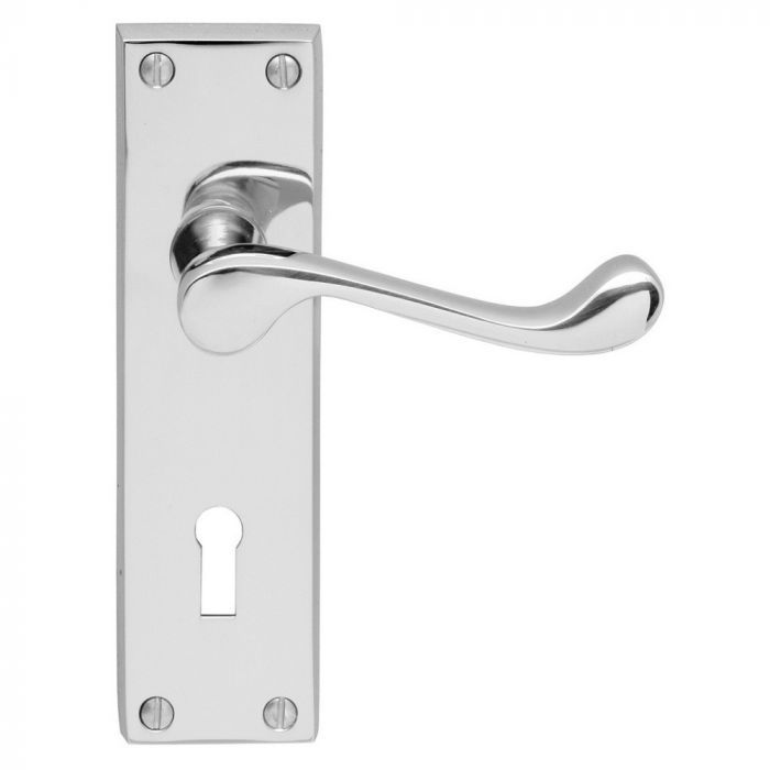 Carlisle Brass CBS54CP Victorian Scroll Lever On Backplate – Lock 57mm C/C (Contract Range) 155mm x 40mm Polished Chrome