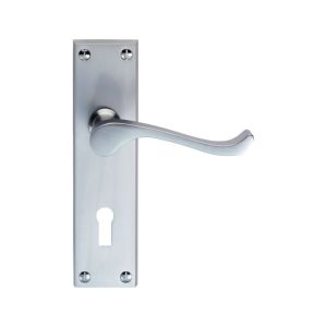 Carlisle Brass CBS54SC Victorian Scroll Lever On Backplate – Lock 57mm C/C (Contract Range) 155mm x 40mm Satin Chrome
