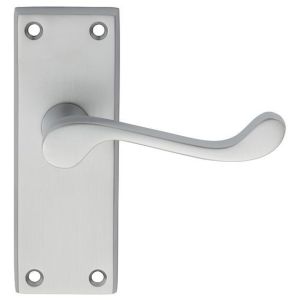 Carlisle Brass CBS55SC Victorian Scroll Lever On Backplate – Latch (Contract Range) 120mm x 40mm Satin Chrome