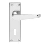 Carlisle Brass CBV30CP Victorian Flat Lever On Backplate – Lock 57mm C/C (Contract Range) - 155mm x 40mm - Polished Chrome 