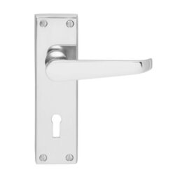 Carlisle Brass CBV30CP Victorian Flat Lever On Backplate – Lock 57mm C/C (Contract Range) - 155mm x 40mm - Polished Chrome 