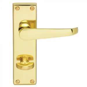 Carlisle Brass CBV30WC Victorian Flat Lever On Backplate – Bathroom 57mm C/C (Contract Range) 155mm x 40mm Polished Brass
