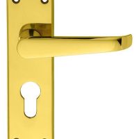 Carlisle Brass CBV30Y Victorian Flat Lever On Backplate – Lock Euro Profile 47.5mm C/C (Contract Range) 155mm x 40mm Polished Brass
