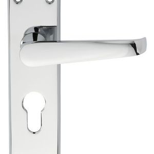 Carlisle Brass CBV30YCP Victorian Flat Lever On Backplate – Lock Euro Profile 47.5mm C/C (Contract Range) 155mm x 40mm Polished Chrome