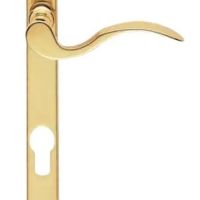 Narrow Plate – Scroll Lever Furniture (70mm C/C) Finish Polished Brass