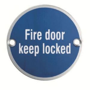 SEX4015SAA – Carlisle Brass Fire Door Keep Locked Symbol 76mm Aluminium